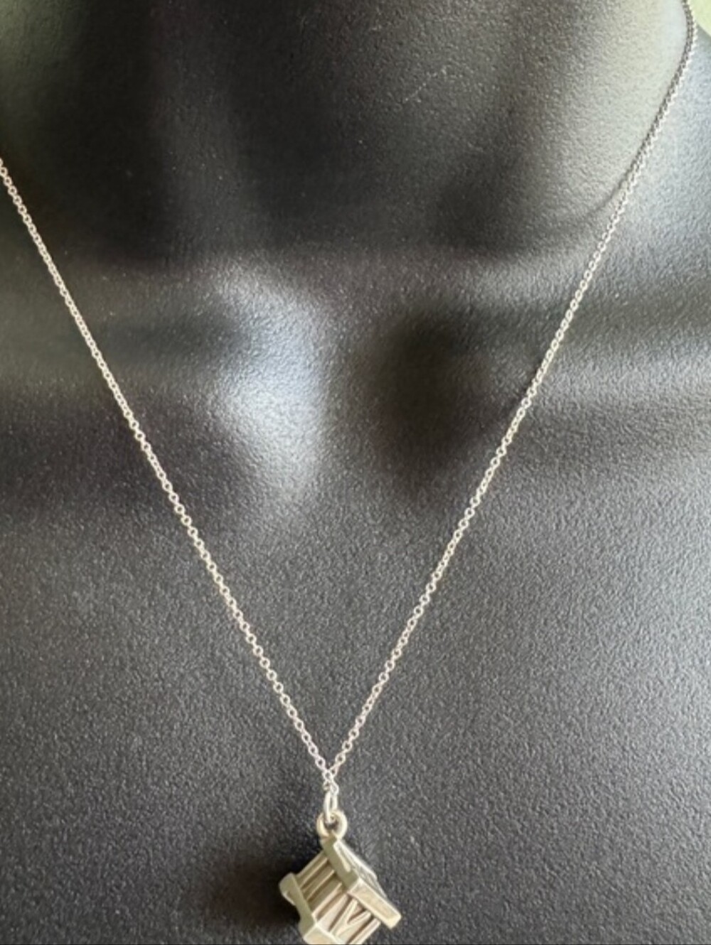 Tiffany & Co. Necklace Roman Numeral Cube Pendant Vintage